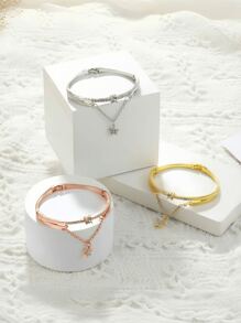 2 Pieces/Set Of Girls' Alloy Star Bracelets And Quartz Watches, Exquisite Gifts For Mothers/Children