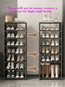 1个8层/7层双排鞋架，适用于客厅、宿舍，无需组装，家居装饰布艺鞋架，必备家居配件 - 彩色 - 查看 3