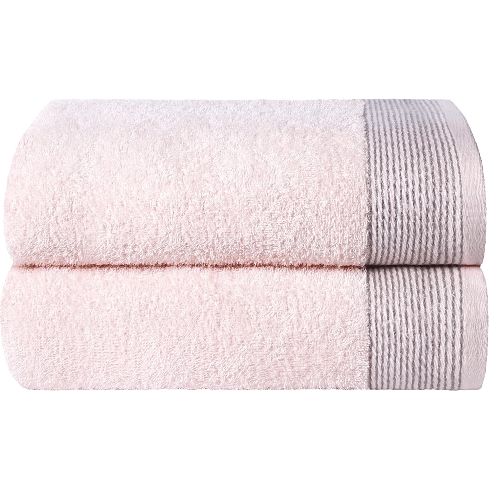 Ultra Soft 2 Pack Oversized Bath Towel Set 28x55 Inches, 100% Cotton Large Bath Towels, Ultra Absorbant Compact Quickdry & Lightweight Towel, Ideal For Gym Travel Camp Pool - Brown - Pink - View 1