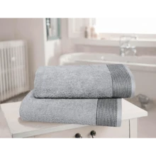 Ultra Soft 2 Pack Oversized Bath Towel Set 28x55 Inches, 100% Cotton Large Bath Towels, Ultra Absorbant Compact Quickdry & Lightweight Towel, Ideal For Gym Travel Camp Pool - Brown - 淺灰色 - 查看 2