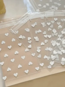 100pcs Creative Transparent Heart-Shaped Self-Adhesive Packaging Bags For Cookie S, Candies, And Desserts, Suitable For Gifts And Favor Packaging, Ideal Valentine's Day, Weddings, And Other Celebrations - Multicolor - View 5
