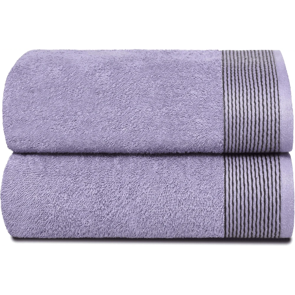 Ultra Soft 2 Pack Oversized Bath Towel Set 28x55 Inches, 100% Cotton Large Bath Towels, Ultra Absorbant Compact Quickdry & Lightweight Towel, Ideal For Gym Travel Camp Pool - Brown - 紫色 - 查看 1