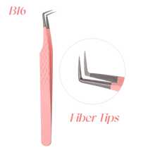 FADVAN 1 Pc Eyelash Tweezers Extension Pink Stainless Steel Superhard Tweezers With Fiber Tips High Precision Anti-Static Tweezers