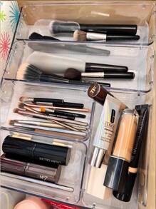 25-Piece Tray Set, Dresser Drawer Transparent Storage Box Set, 4 Sizes Of Trays, Multi-Purpose, Used For Cosmetics, Pens, Gadgets, Very Suitable For Bathrooms, Dressing Tables, Office Drawers.