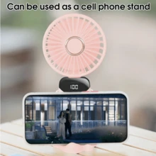 Portable Handheld Mini Fan, 800mAh Battery Operated Fan With LED Display, Handheld/Neck/Desk 3 In 1 Personal Small Fan, 90° Foldable Desk Fan With Base, 5 Speed Lash Fan Makeup Fan For Women