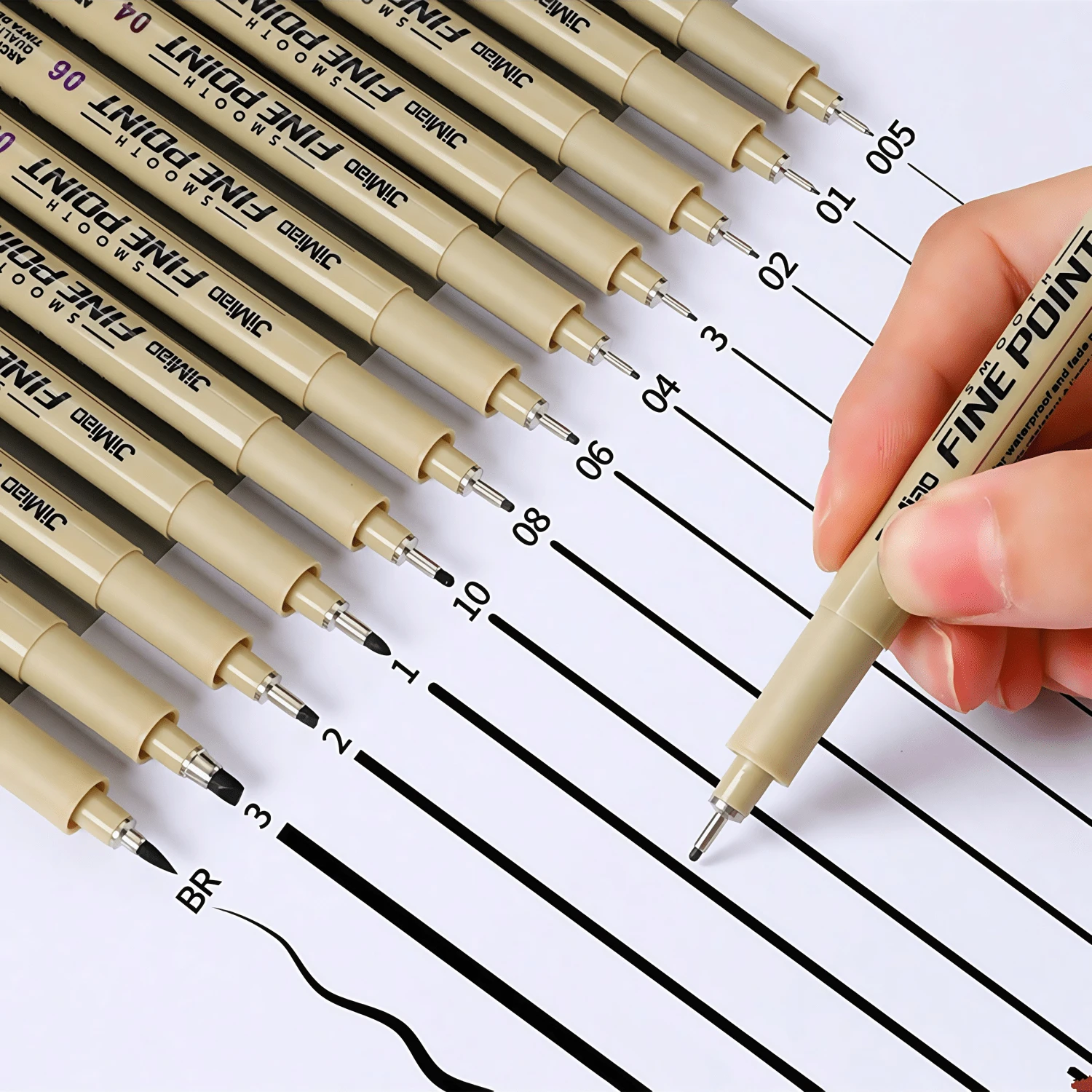 6/9/12pcs Waterproof Needle Tube Art Line Drawing Painting Marker Pens With Soft Head, Suitable For Architectural & Art Projects Back To School