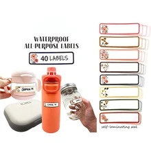 40pcs Waterproof Baby Name Labels, Washable Bottle Labels, Reusable Self-Adhesive Label Stickers (Self-Laminating Writable) For Daycare - Flowers - View 4