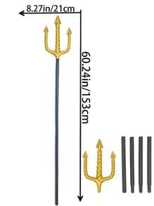 Tridente Dourado de Plástico, Tridente para Fantasia de Halloween, Decoração de Performance
