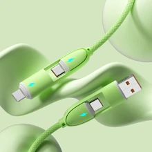 Cavo di ricarica 4 in 1 da 66W, caricatore , cavo di ricarica in silicone, compatibilità universale con dispositivi /Android/Type-C e Micro USB, ricarica portatile compatibile con , cavo di ricarica compatibile con 16/15/14/13/12/11, S24/S23/S22/S21, Vivo, universale, compatibile con 16, 16 Pro Max, 15, 15 Plus, 15 Pro, 15 Pro Max, compatibile con Redmi, compatibile con OnePlus Type C, Lightning