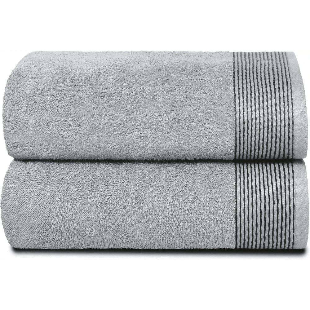 Ultra Soft 2 Pack Oversized Bath Towel Set 28x55 Inches, 100% Cotton Large Bath Towels, Ultra Absorbant Compact Quickdry & Lightweight Towel, Ideal For Gym Travel Camp Pool - Brown - 淺灰色 - 查看 1