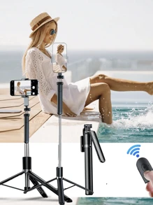 Asta per selfie telescopica pieghevole portatile in lega da 170 cm/66,9 pollici con supporto per telefono cellulare, telecomando Bluetooth, rotazione a 360°, anti-shake, adatta per riprese video e registrazione della vita quotidiana