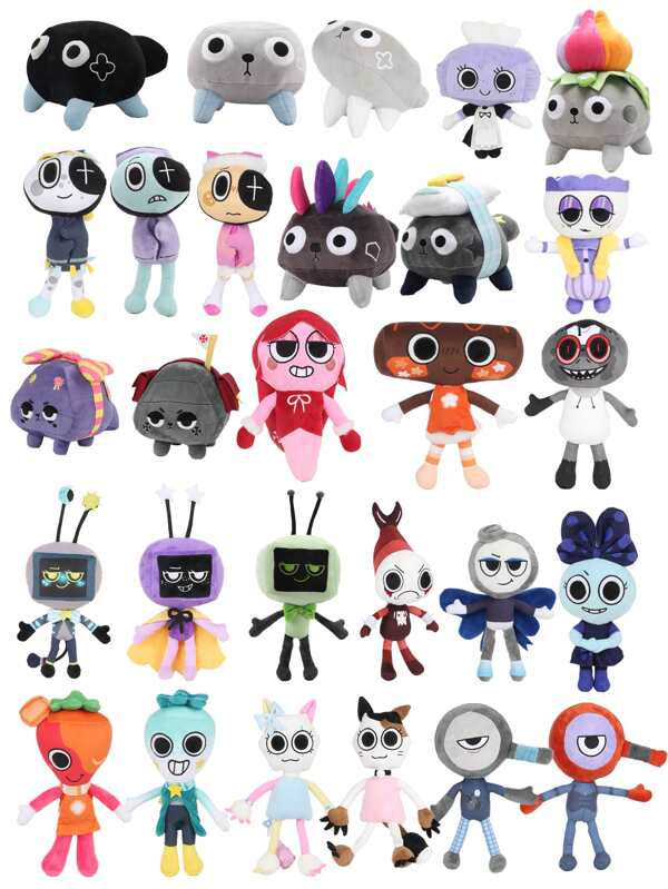 Cartoon Anime Dandy's World Game Role Plush Toys Collection Pebble Dog Star-Time Vee Cartoon Plush Toy For Kids Birthday Creative Gifts Funny Party Game Gifts Home Decor