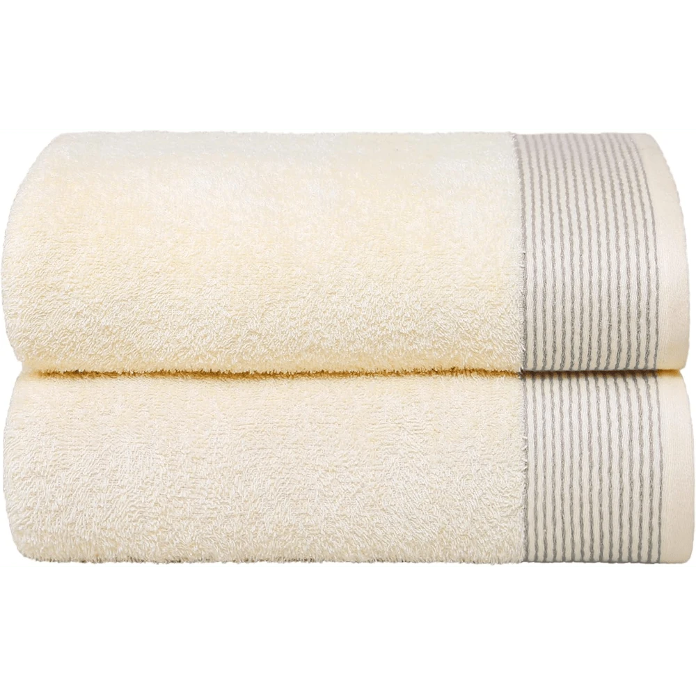 Ultra Soft 2 Pack Oversized Bath Towel Set 28x55 Inches, 100% Cotton Large Bath Towels, Ultra Absorbant Compact Quickdry & Lightweight Towel, Ideal For Gym Travel Camp Pool - Brown - Ivory - View 1