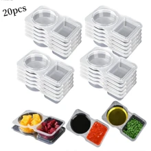 Caixa de Temperos com Compartimento Duplo, 10/20 Conjuntos, com Tampa, Pode Segurar Copos para Jantar, Adequado para Piqueniques ao Ar Livre, Camping para Segurar Molhos e Lanches, Pequeno e Fácil de Carregar, Imprescindível na Cozinha