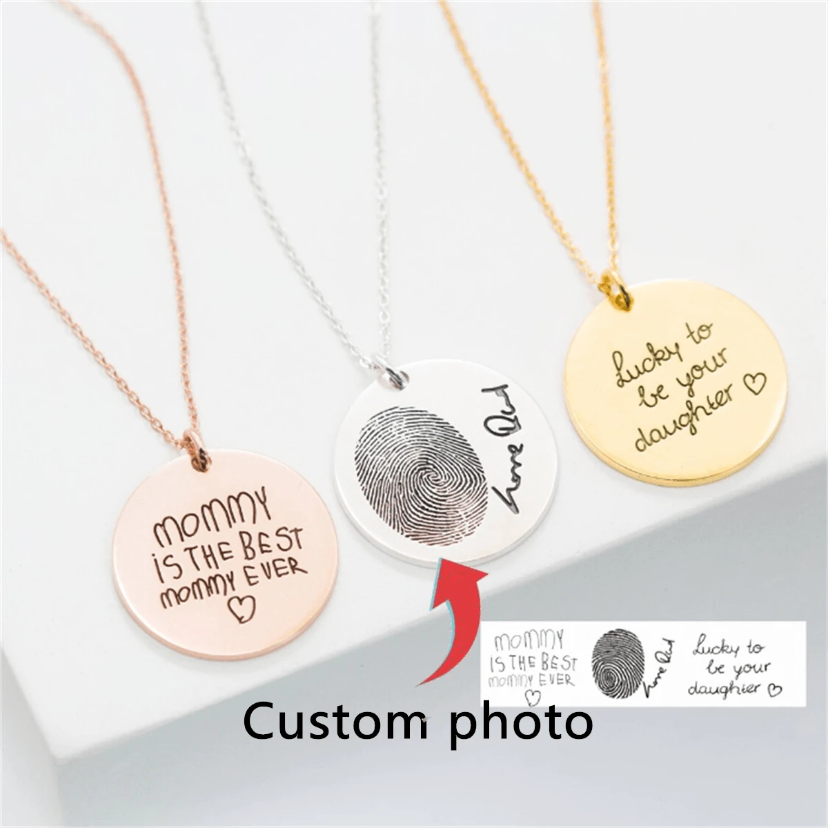 Collar con dije del texto de la escritura a mano real personalizada, dije de disco con escritura a mano personalizada, charms personalizados para planificador, ramos de boda, regalos conmemorativos