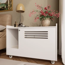 White Cat Litter Box Enclosure,Hidden Litter Box Furniture With Top Side Fence,Wooden Pet House Side End Table, Storage Cabinet Bench For Living Room,,Bedroom, Fit Most Of Litter Box-6429 - Multicolor - View 8
