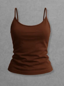 Kit Of 3 Women's Tank Tops Without Padded Underwire, Super Light Straps - Abu-abu, Biru Dongker dan Coklat - View 7
