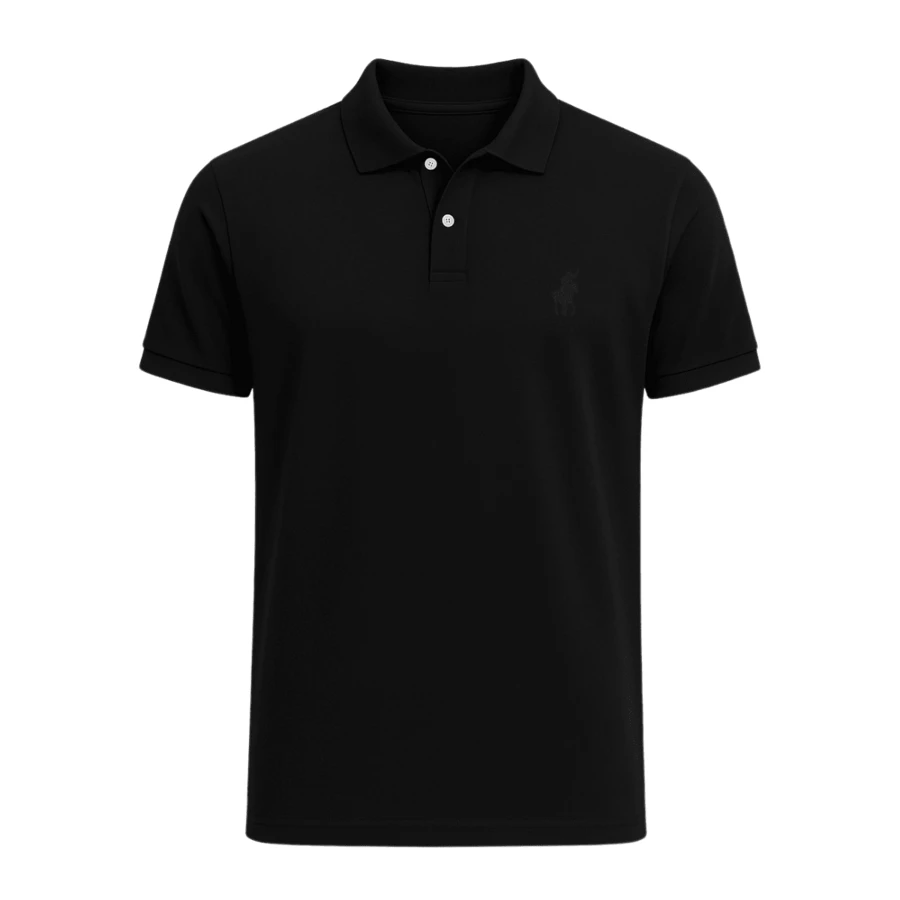 Men's Comfortable Black Polo Shirt - Black - View 1