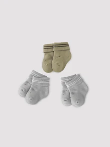 4 Pairs Baby Cute Ear Design Socks, Striped Breathable Socks For Infant Boys And Girls