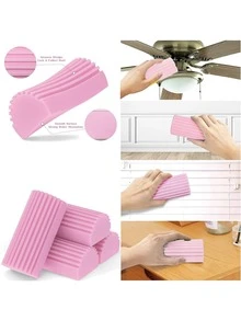 1 Piece Pink Cleaning Dust Removal Sponge Wet Tool - Reusable Household Sponge Dust Collector Magic Dust Removal Sponge Is Suitable For Cleaning Blinds, Glass, Skirting Boards, Vents, Mirrors, Window Rail Slots, Kitchen, Bathroom, Home, Home