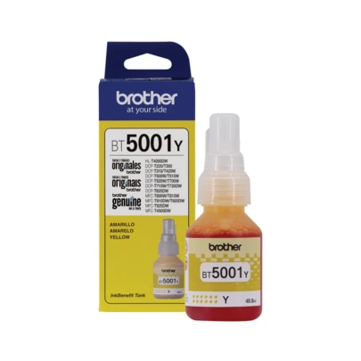 Botella de Tinta Original BT5001Y Amarillo – Rendimiento de Hasta 5,000 Páginas, Alta Calidad de Impresión, Compatible con Impresoras Brother DCP y MFC con Sistema de Tinta Continua, Ideal para Documentos a Color de Uso Profesional o Personal