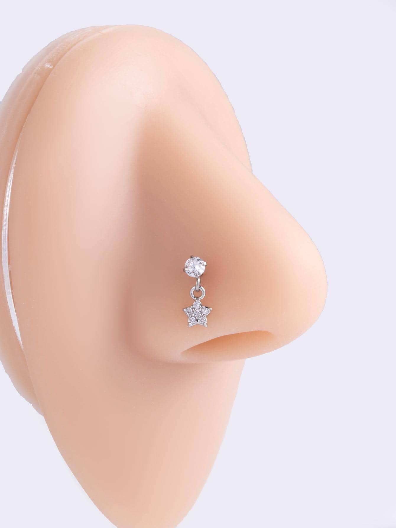 Vòng mũi trang trí ngôi sao rhinestone - Bạc - Xem 1