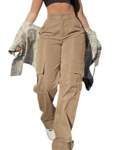 Pantalón de Cargo para Dama.  Casual.  Cómodo. - Caqui - Ver 3