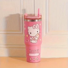 Sanrio 1 pièce Bouteille d'eau grand volume avec paille Sanrio hello kitty - , étanche pour les sports de plein air et la remise en forme, 20,29/30,43 oz