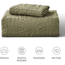 Quilts For Queen Bed Blue Bedspreads - Soft Bed Summer Quilt Lightweight Microfiber Bedspread- Modern Style Coin Pattern Coverlet For All Season - 3 Piece (1 Quilt, 2 Pillow Shams) - Coin Pattern Green - View 7