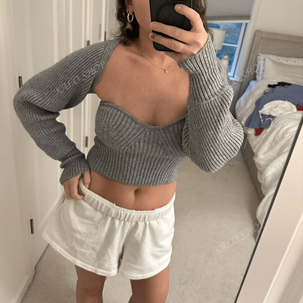 Women Solid Color Rib Knitted Top, Long Sleeve Sweater For Daily Wear Spring, Autumn, Winter