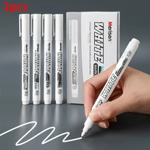 2 piezas de marcadores de pintura blancos impermeables, adecuados para grafitis DIY, madera, vidrio, pintura, cuero sintético y libros contables, regalos de cumpleaños, Navidad, Halloween, Año Nuevo, regalos para amigos, útiles escolares, vuelta al cole
