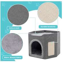 Cat Houses For Indoor Cat Cave For Pet Cat House With Scratch Pad, Foldable Cat Hideaway,