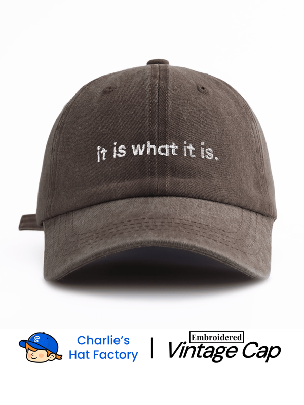 1 Pc It Is What It Is Embroidered Washed Baseball Cap, Classic Casual Stylish Vintage Soft Sweatband Adjustable Size Lightweight Versatile Vintage Dad Hat, Suitable For Outdoor Sports Daily Wear Party Vacation Perfect Gift For Families And Friends