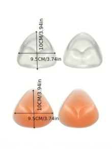 2pcs Silicone Triangle Bra Inserts Pads Enhancers - Elegant Style Solid Color, Hand Washable, Reusable For Swimwear And Bikinis, Non-Textile, 1 Pair Set - Multicolor - View 9