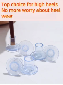 18 piezas/9 pares de protectores transparentes para tacones altos, 3 tallas de tapas para tacones blandas para caminar sobre césped y suelos irregulares, anti-deslizantes, para reparar tacones e impedir que se hundan en el césped, protector para zapatos de boda de mujer - Blanco - Ver 10