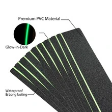 1pc/5pcs Stair Treads Anti-Slip Strips, Matte PET Universal Adhesive Tape For Stairs, Glow-In-The-Dark Anti-Slip Anti-Fall Stickers - green night light - View 3