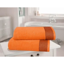 Ultra Soft 2 Pack Oversized Bath Towel Set 28x55 Inches, 100% Cotton Large Bath Towels, Ultra Absorbant Compact Quickdry & Lightweight Towel, Ideal For Gym Travel Camp Pool - Brown - Orange - View 2