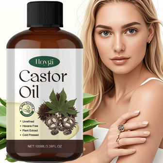 100ml 身体按摩蓖麻油 - 富含芦荟提取物和维生素 E。精油适用于面部、头发、睫毛、眉毛、皮肤、头皮、指甲和身体护理。