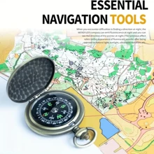 Vintage Bronze Wasserdichter Zinklegierung Kompass mit leuchtender Anzeige - Batterielos, ideal für Wandern und Outdoor-Abenteuer, Klapphülle, Navigationsgerät, Bergsteigen