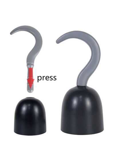 Black Plastic Pirate Hook Prop, Cosplay Role Play Accessories For Halloween, Party, Pirate Costume, Performance, Decoration, Toy Model