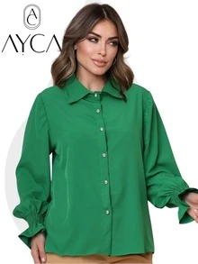 Very Simple Casual Elegant Fabric Button Evening Holiday Birthday Party Travel Stage & Concert Airport Clothing Summer, Winter, Autumn - màu xanh lá - Xem 2