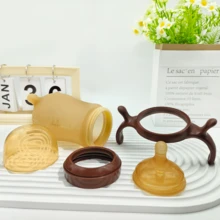 1pc 150ml/180ml/240ml/330ml Silicone Baby Bottle With Handle, Wide Neck Anti-Colic Feeding Bottle, Soft Material, Durable For Daily Use