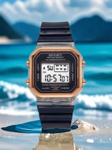 1pc Fashionable Women's Electronic Watch, Multifunctional Sports Watch For Students, Rose Gold Frame, Suitable For Daily Use, Birthday Gift - White - View 19