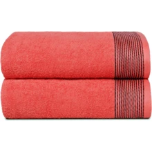 Ultra Soft 2 Pack Oversized Bath Towel Set 28x55 Inches, 100% Cotton Large Bath Towels, Ultra Absorbant Compact Quickdry & Lightweight Towel, Ideal For Gym Travel Camp Pool - Brown - Coral Orange - View 1