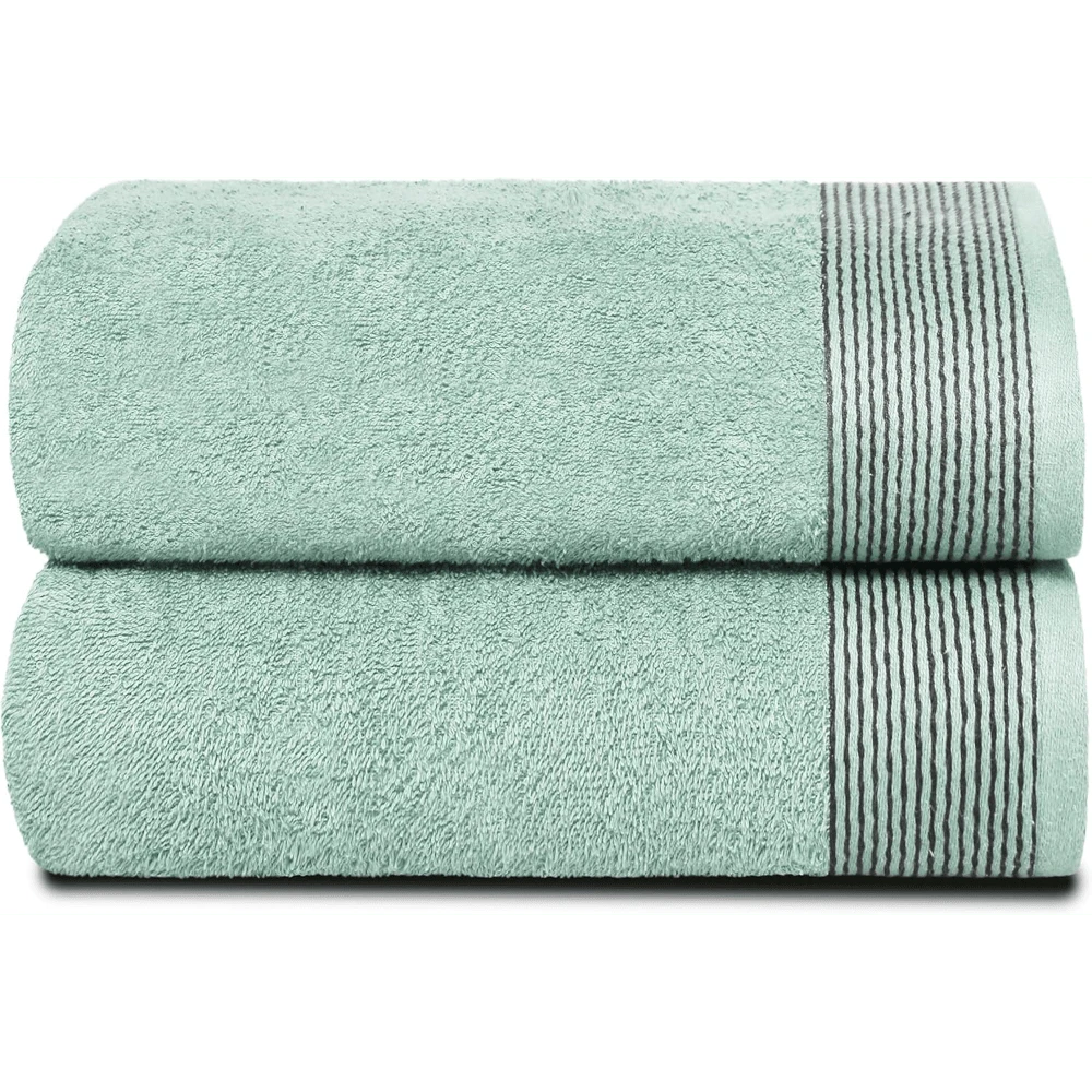 Ultra Soft 2 Pack Oversized Bath Towel Set 28x55 Inches, 100% Cotton Large Bath Towels, Ultra Absorbant Compact Quickdry & Lightweight Towel, Ideal For Gym Travel Camp Pool - Brown - 海綠色 - 查看 1