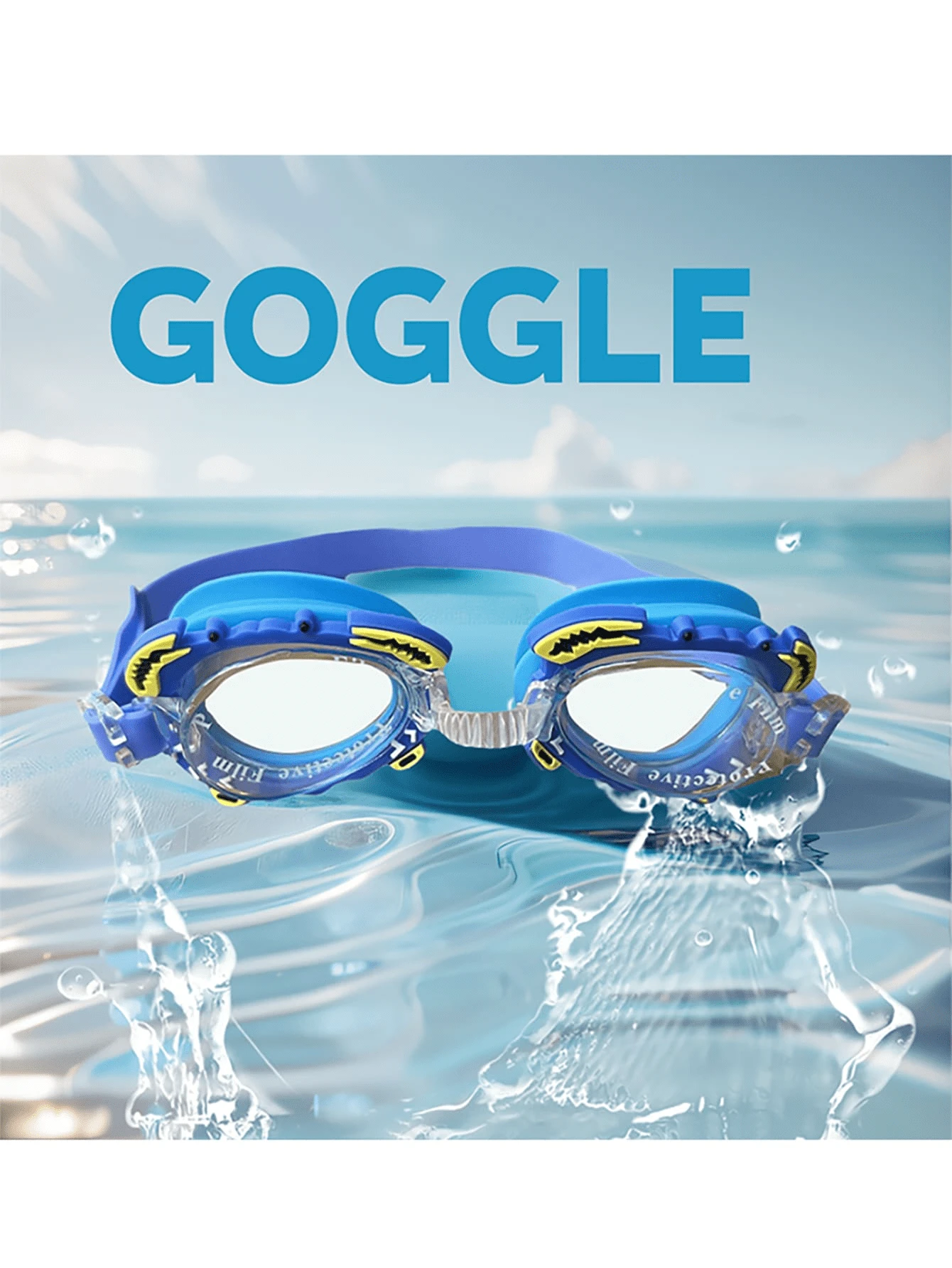 1 par de gafas de natación subacuática azules de policarbonato, diseño de cangrejo, resistentes al agua y antivaho para la piscina y la playa - Multicolor - Ver 1