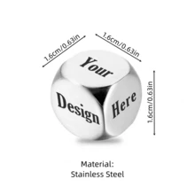 Personalized Decision Dice, Customize Couple's Anniversary Gift, Date Night Dice, Your Designs Engraved Dice Gifts For Couple, Personalized Gift For Him And Her, Jewellery With Black Gfit Box - Silver - View 8