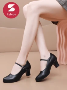 Pylepe Latin Character Dance Shoes For Women Ballroom Dancing Shoes Ankle Strap Heels For Salsa Tango Flamenco - Black - View 3
