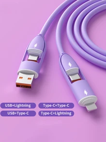 Cavo di ricarica 4 in 1 da 66W, caricatore , cavo di ricarica in silicone, compatibilità universale con dispositivi /Android/Type-C e Micro USB, ricarica portatile compatibile con , cavo di ricarica compatibile con 16/15/14/13/12/11, S24/S23/S22/S21, Vivo, universale, compatibile con 16, 16 Pro Max, 15, 15 Plus, 15 Pro, 15 Pro Max, compatibile con Redmi, compatibile con OnePlus Type C, Lightning