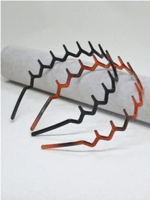 2pcs Women's Simple Basic Big Wave Hairbands, Clean Face Wash Makeup Headbands, Elegant Style Plastic Hairbands, Halloween Hair Accessories